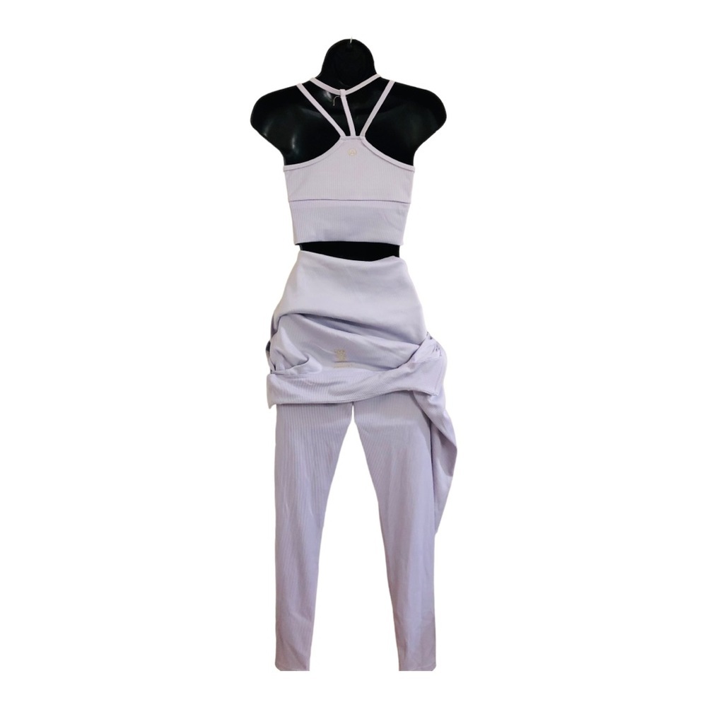 3piece periwinkle crop jacket racerback sports bra leggings‎ active set size S - Picture 4 of 16